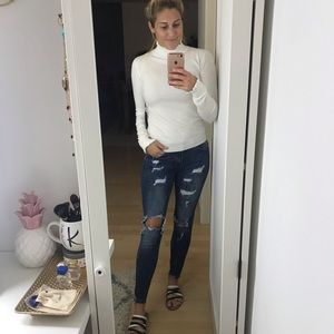 Scallop Hem Mock Turtle Neck Sweater